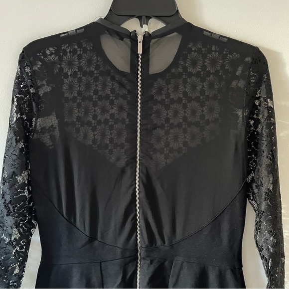 Lace faux leather  French Connection Black Sheer Jumpsuit size 6 - Picture 10 of 12